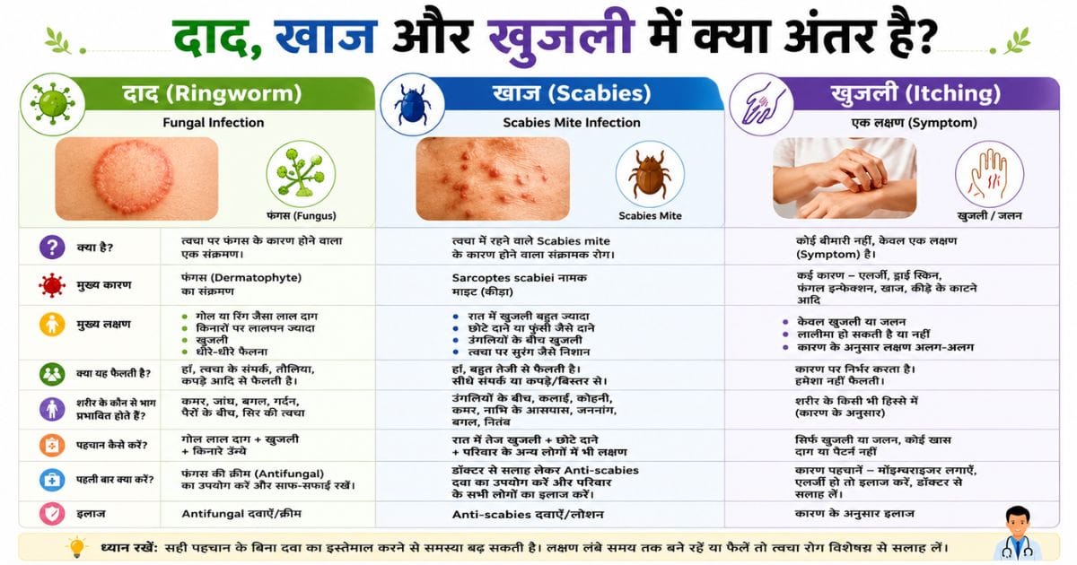 दाद, खाज और खुजली में फर्क